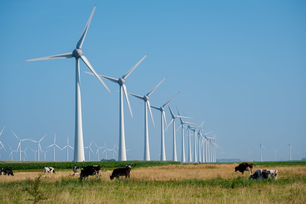 Wind turbine in field